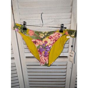Express Body Contour Swim Floral Bikini Bottom Chartreuse Yellow Size Large